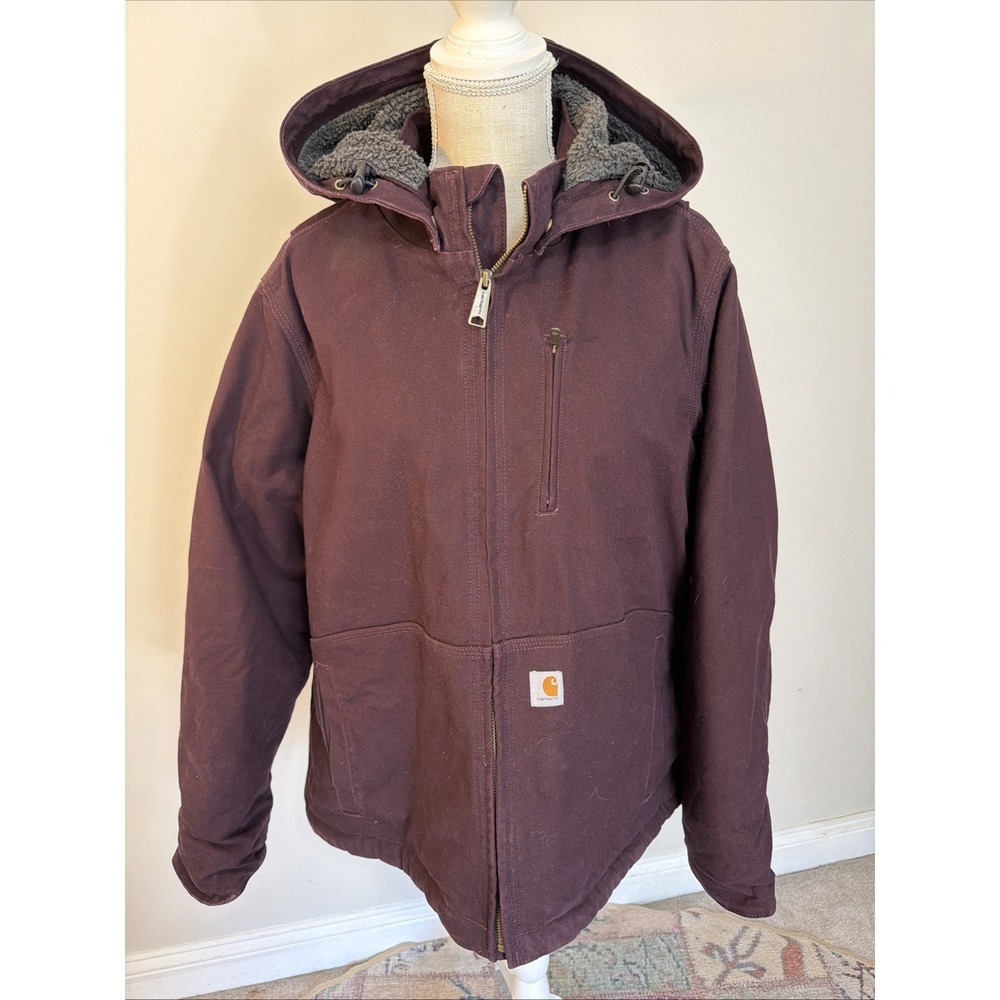 Carhartt Full Swing Caldwell Jacket Plum Hooded Sherpa Lining 1x (16-18) Heavy